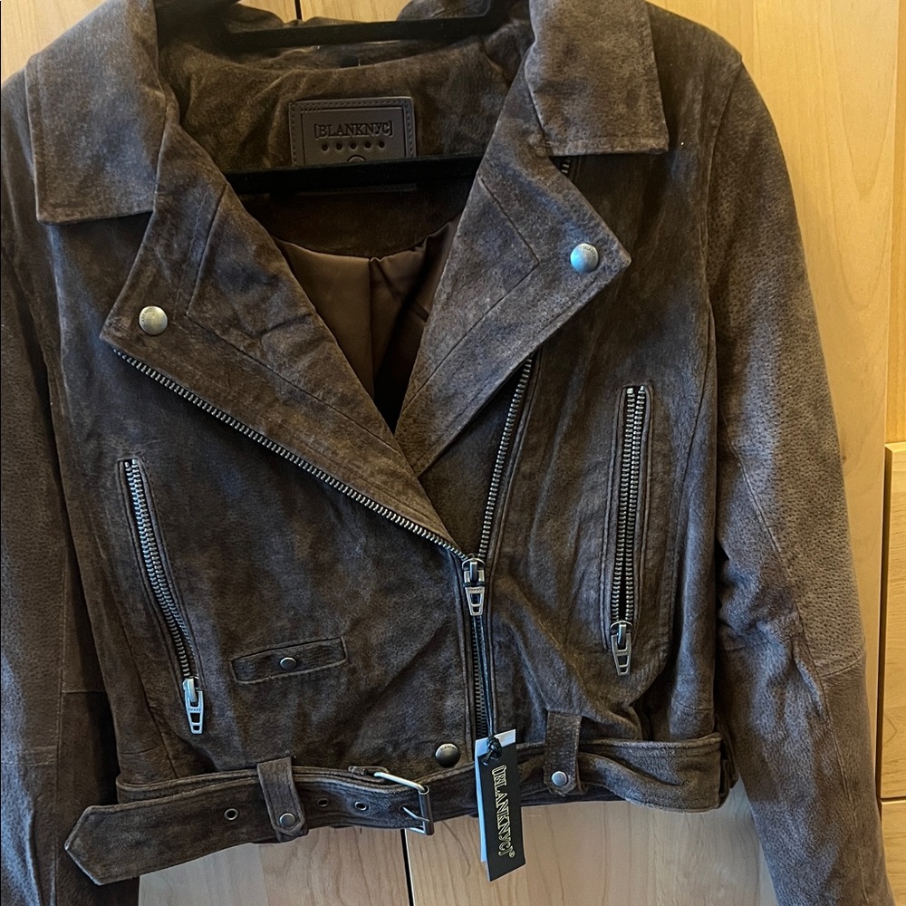 Blank NYC Women's Dark Brown Suede Leather Jacket